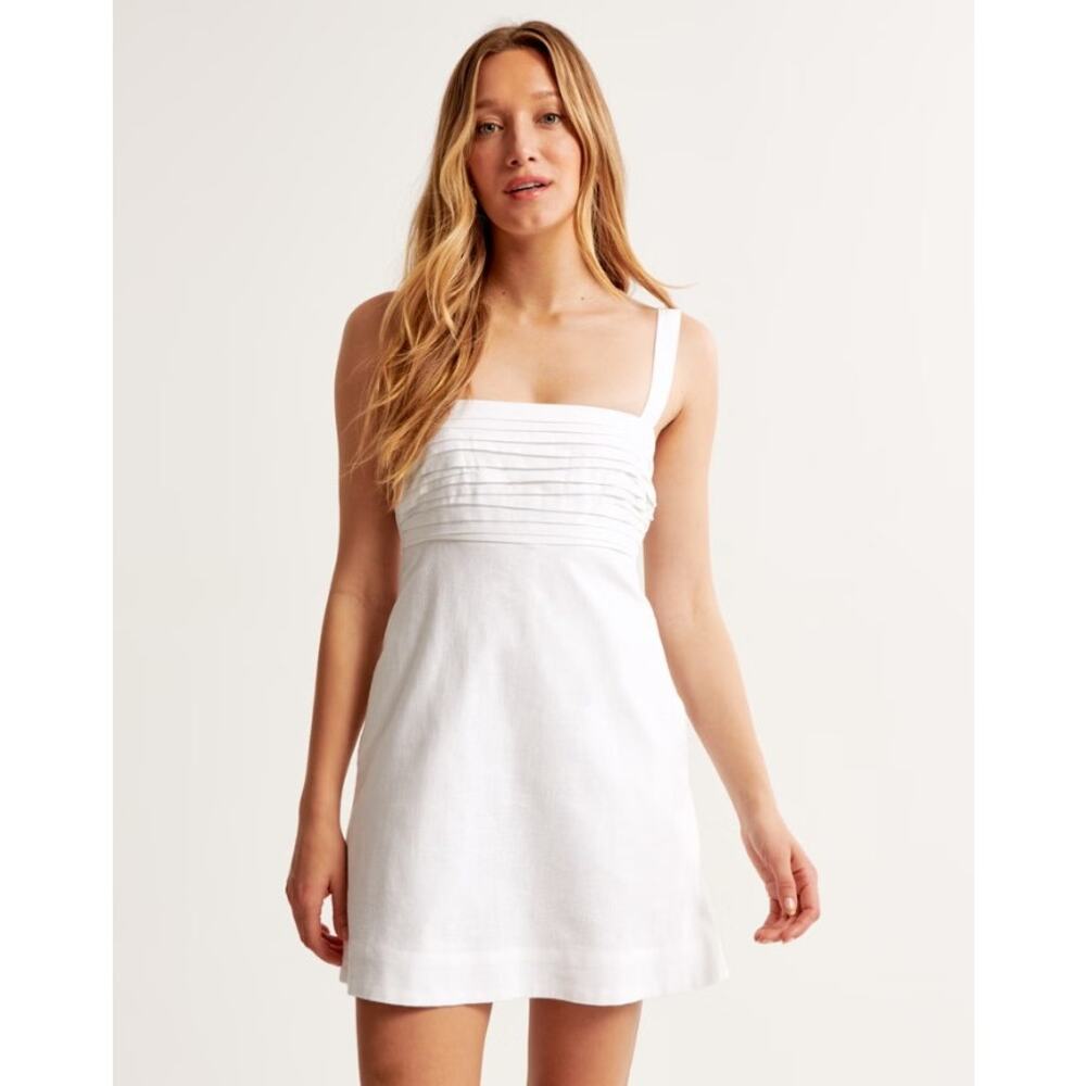 NWT Abercrombie & Fitch Emerson Linen-blend Mini Dress with Skort Wide Straps